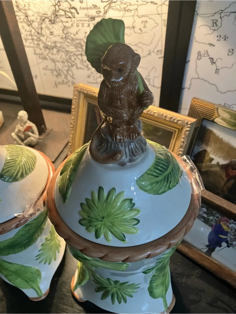Vintage American Atelier Monkey Pattern Canisters